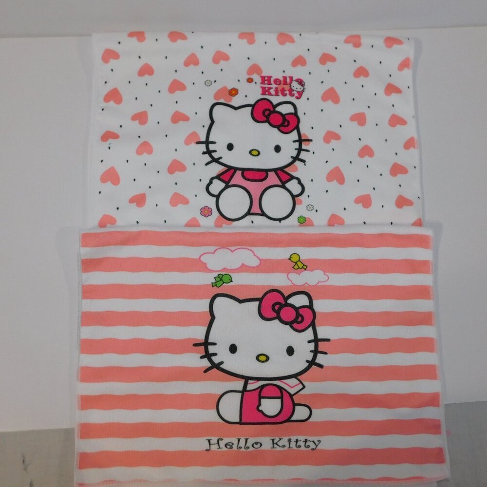 Set 2 Hello Kitty microfiber hand Towels Pink White New without Tags